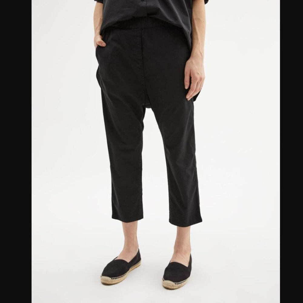 Nili Lotan Casablanca Drop Crotch Pants in Jet Black Size Small